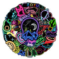 50Pcs Fashion Cool Black Neon Lights Trend Sticker for Home Table Luggage Laptop Phone Bottles Vinyl Stickers Custom