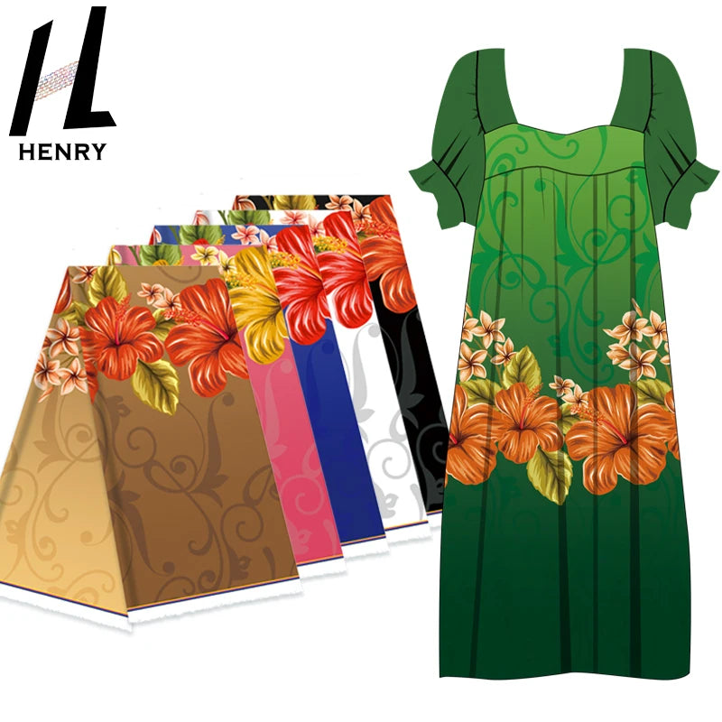Digit Print Fabric Design Polyester Floral Printed  Micronesian Skirt Fabrics by the Yard
