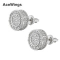 E006 CZ Zircon Stud Earrings with Gold Plated Brass Setting Geometric Shape Hip Hop Bling Blilng Iced for Anniversaries Parties