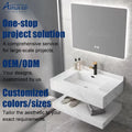 Double-layer Wall Hung Rectangle Lavabo Luxury Bathroom Vanity Sink White Sintered Stone Cabinet Hand Wash Basin