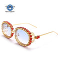 Teenyoun Ladies Retro Steam Punk Hollow Metal Ellipse Technology Sensor Diamond Custom Logo 2023 Sun Glasses Sunglasses