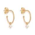 Milskye Trendy 18K Gold Plated Sterling Silver Freshwater Pearl Drop Earrings with Claw Setting