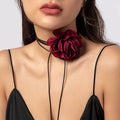 Multicolor Korea Style Choker Necklace White Pink Fabric Mesh Flower Charms Choker