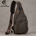 AndoBag Crazy Horse Leather Chest Bags for Men Casual Retro Genuine Cowhide Outdoor Commute Shoulder Crossbody Bag 9455