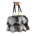 MWFur Luxury Handbag Silver Fox Fur with Leather Lady's Bag Women One-shoulder Fluffy Fox Fur Bag for Lady
