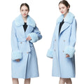 Overcoat With Belt Winter Big Luxury Fox Fur Collar Long Trench Double Faced Slim Wool Cashmere Coat Women With Fur