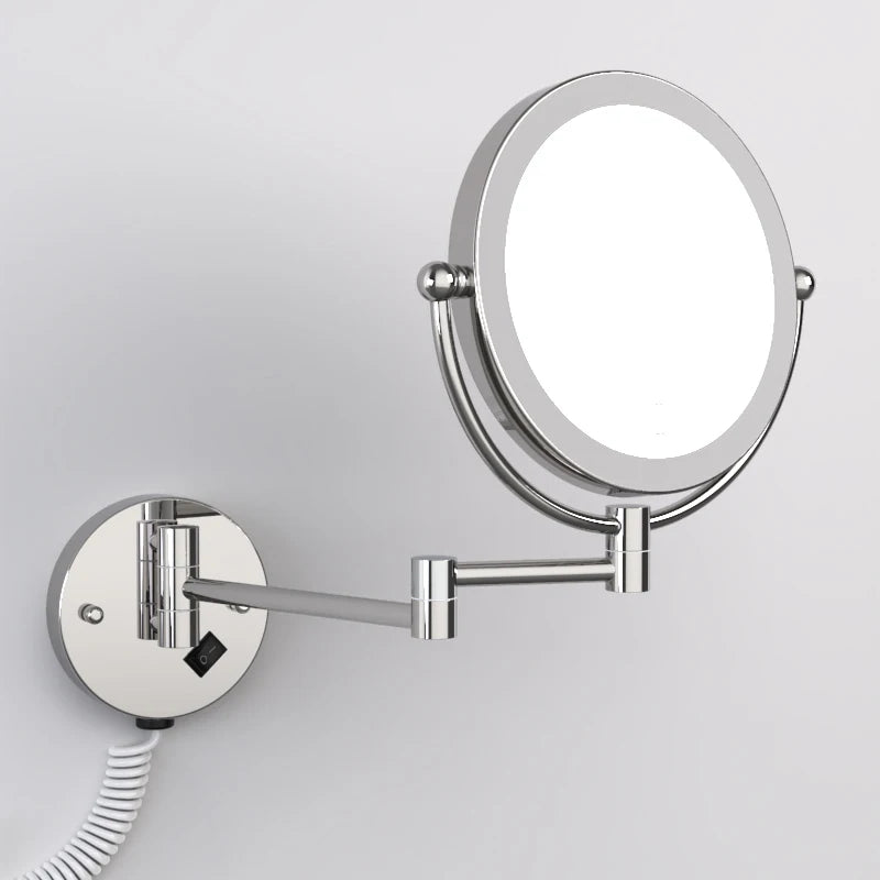 2023 Top Seller Vanity LED Lighted Wall-Mounted Round Cosmetic Mirror with 10X/5X/1X Magnification Dual-Sided Chrome Finish