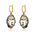 C8198 Abiding Animal Bird Earrings Necklace Unique Design Gold Plated Jewelry Red Stone Natural Garnet Silver Earring