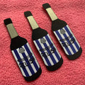 Laser Cut Bottle Shape 50D Thread Damask Woven Labelfashion Bottle logo Clothing Woven Patch