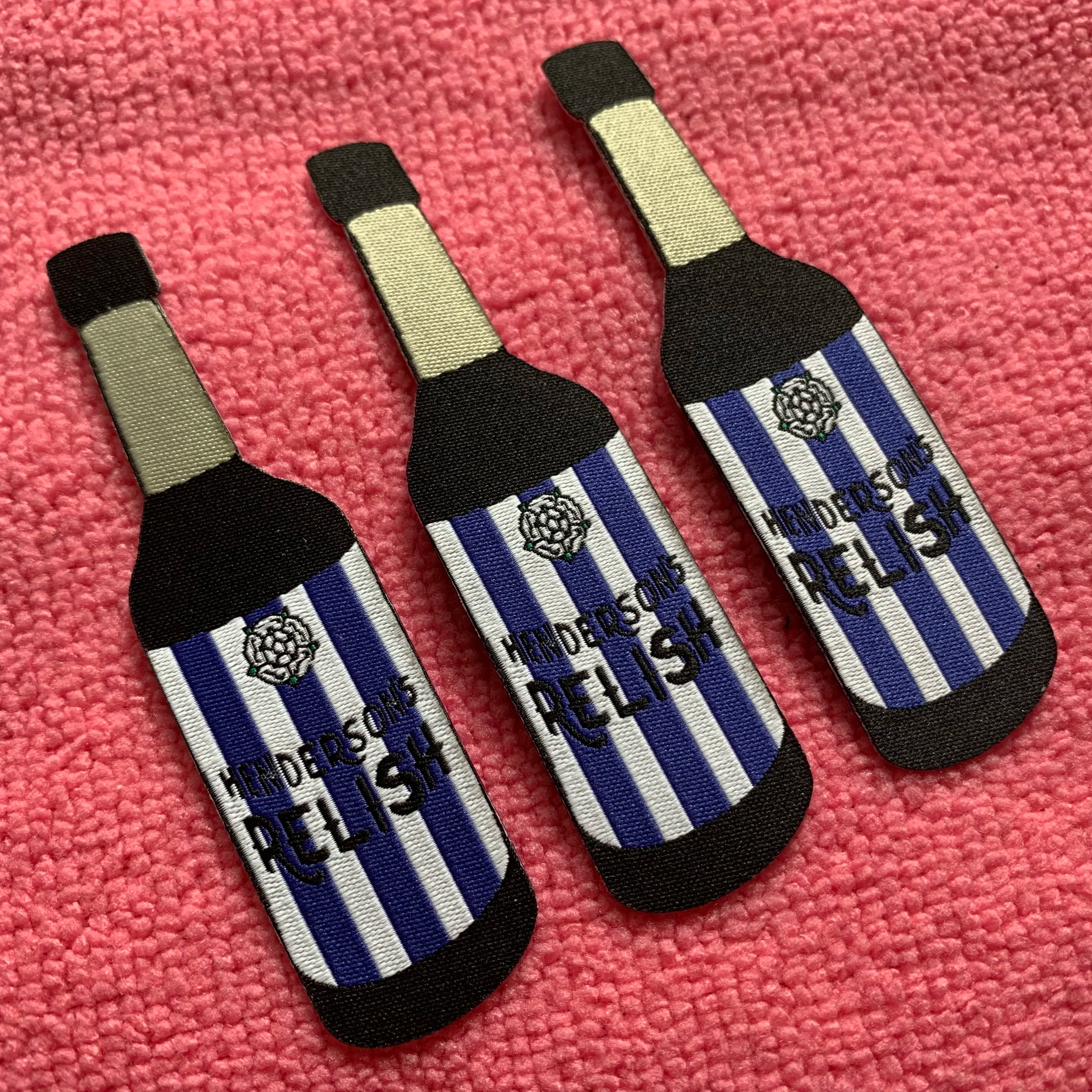 Laser Cut Bottle Shape 50D Thread Damask Woven Labelfashion Bottle logo Clothing Woven Patch