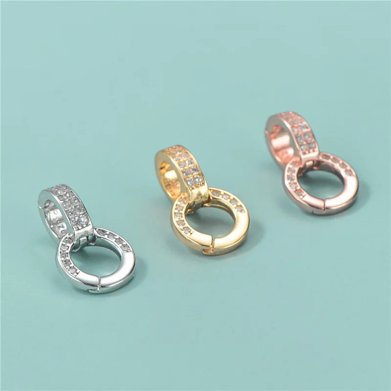Fine Necklace Clasp 925 Sterling Silver Micro Zircon Double Loop Shapes Pendant Clasps for Pendant Replacement