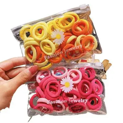 Elastic Korean Fashion Daisy Bag Gradient Towel Hair Ties & Bands for Girls Color Options 50 Pieces/Pack