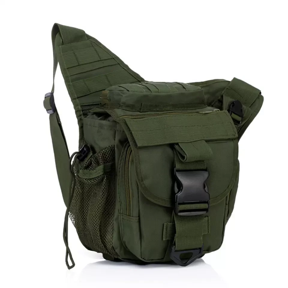 Tactical Shoulder Bag 600D Camera/Messenger Pack for Climbing/Hunting Convertible Chest/Waist Carry with MOLLE & Quick-Access