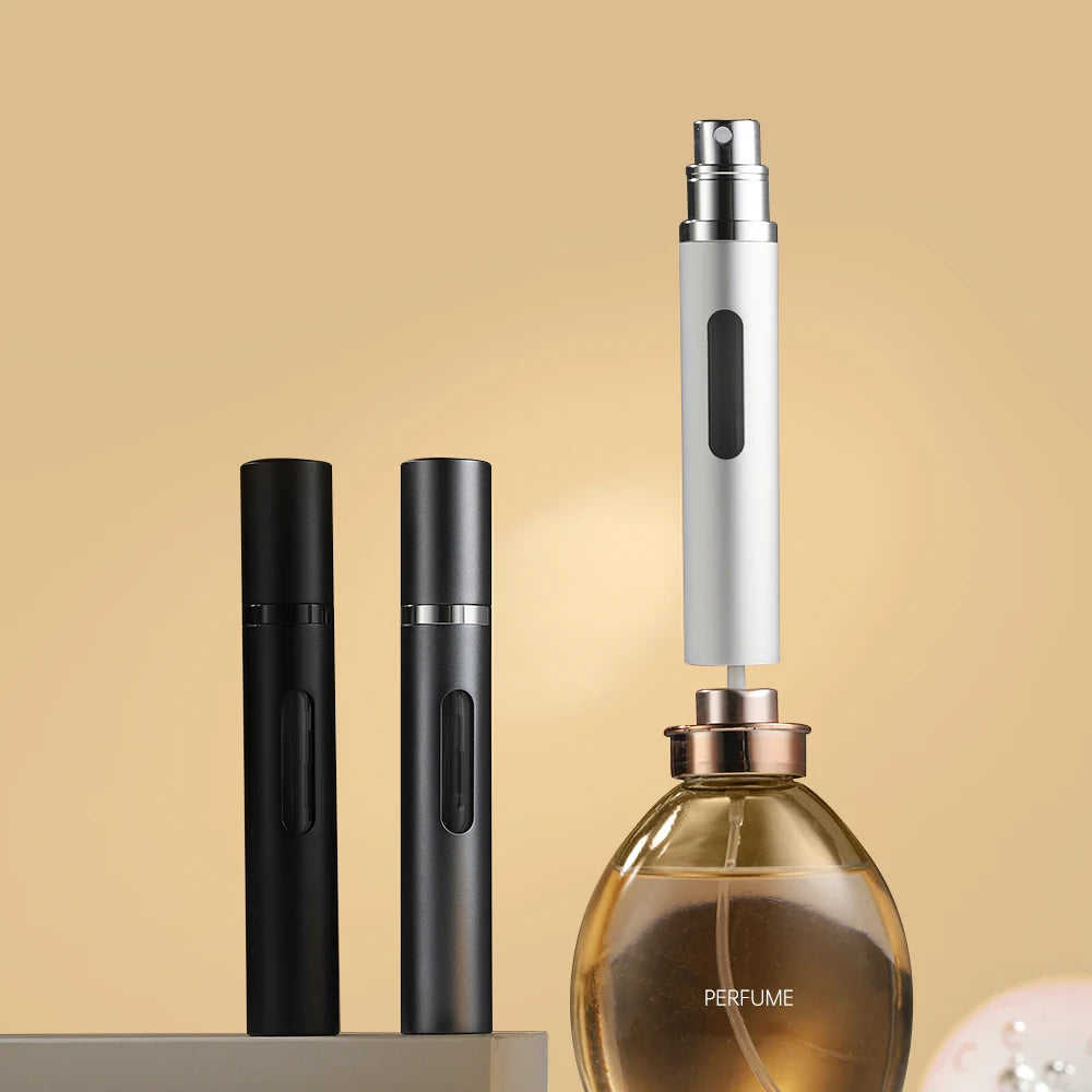 Factory Wholesale Mini Travel Refillable 5ml 8ml Aluminum Perfume Bottles Every Color with Glass Collar for Men and Women