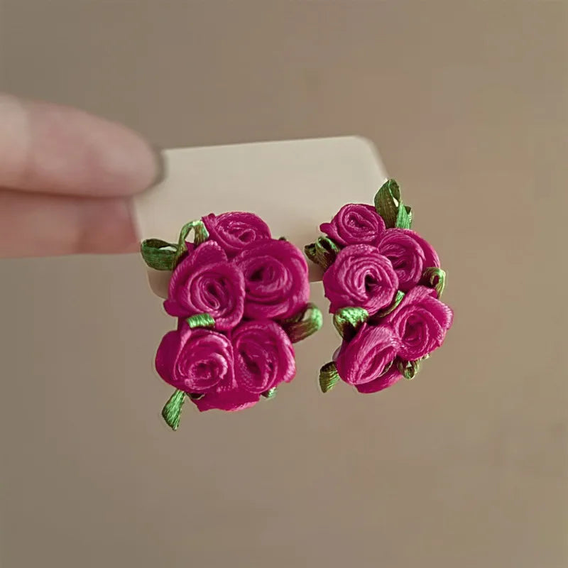 Korean Style Elegant Flower Chandelier Earrings on Sale Fashion-Conscious Women's Accessory