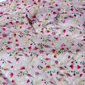 100% Polyester Custom Digital Floral Design White Chiffon Flat Embroidery Fabric by Rolls for Women's Weddings
