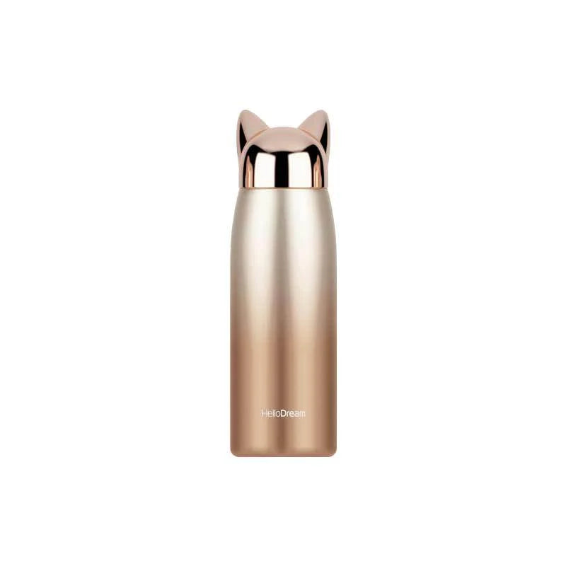 Cute Cat Ears Water Bottle Stylish Tumbler Flask Vacuum Thermos Stainless Travel Mug