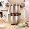Kitchen Vegetables and Fruits Egg Flour Non-slip Silver Mixing Bowl Deepen Large Capacity 304 Stainless Steel Salad Bowl