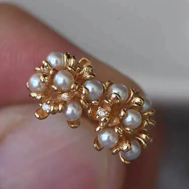 E853 3-4mm DIY Natural  Freshwater Pearl Charm Earrings Mounting Accessory 925 Sterling Silver Gold Plated  Jewelry for Women