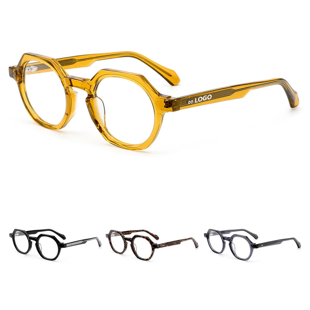 Retro Vintage Modern Japanese Acetate Optical Frames Unisex Yellow New Color Acetate Eyeglasses Unisex for Men and Women