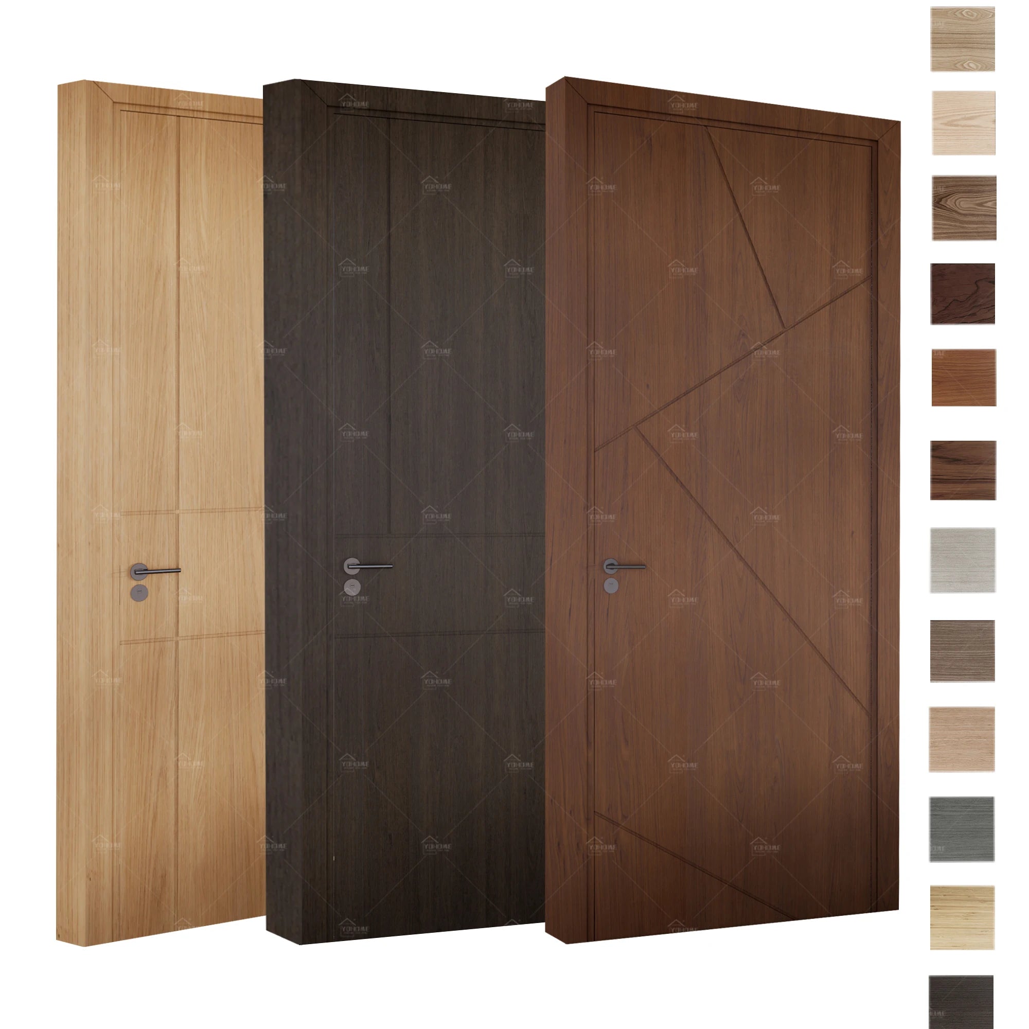 Foshan Yohome Grooved Modern Mdf Doors Interior Modern Minimalist Interior Wooden Door Bedroom Wooden Door