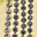 1.4cm Black Diamond Crystal Flower Cup Chain Clothing Lace Rhinestone Trims for Collar Necklace Shoes Bags Sewing Accessories