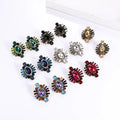 Simple Colorful Gemstone Turtle Shell Stud Earrings Rainbow Rhinestone Crystal Geometric Vintage Earrings