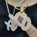 Hip Hops Jewelry Gold Plated Alphabet Xo Pendant Necklace Bling Cubic Zirconia Custom Name Initial Letter Necklace