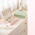 Stylish Fashion Simple Style Rectangle PU Leather Jewelry Box for Ring Earring Necklace Bracelet Storage