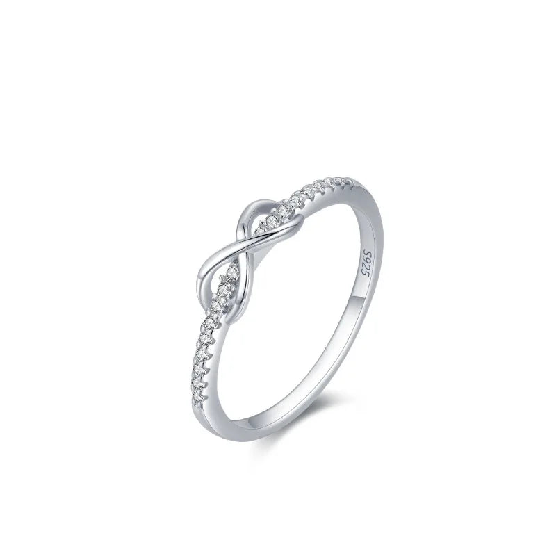 8 Shape Rhodium Plated Wedding & Party 925 Sterling Silver Women's Stacking Layering Rings