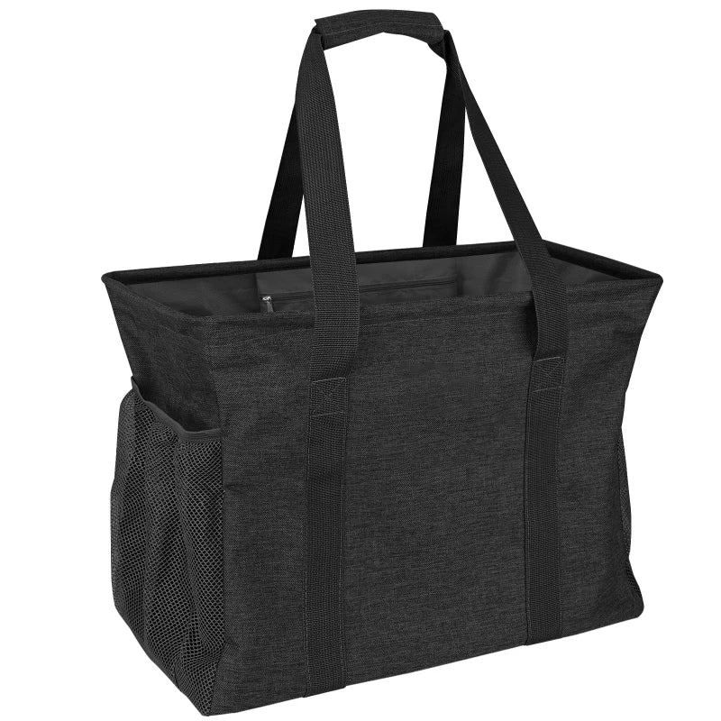 All-in-One Reusable Shopping Tote Heavy-Duty Compact Fold-able Bag with 40-LB Load Capacity for Market Travel Daily Use