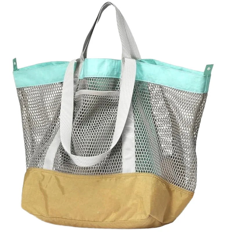 Women's Tote Bag New Design Large Capacity Portable Nylon Shoulder Bag Open PVC Solid Color Outdoor Travel Beach Storage Mesh