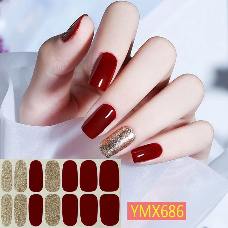Art Supplier Nail Wraps 100% Nail Polish Unique Design Adhesive Strips Real Nail Polish Wraps Glitter for Beautiful Girl