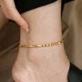Non Tarnish 18K Gold PVD Plated Summer Beach Stainless Steel Square Cubic Beads Charms DIY Women Foot Jewelry Anklets