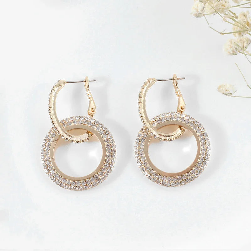 2025 Crystal wholesale bright natural moissanite  diamond hoop earrings crystal rhinestone hoop earrings