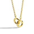 High Polished Copper 18k Gold Plated Double Interlocking Circles NecklaceFashionable Jewelry for Women