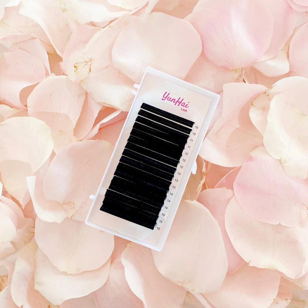 Pbt Fiber Volume Lash Extension Private Label Silk Easy Fanning Blooming Eyelash Extension 0.03 0.05 0.07