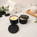 Empty Cylinder Matte Black Gold Silver 2oz 4oz Tinplate Wide Mouth Candle Jar With Gold Lids