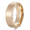 POYA Unisex Classic Tungsten Ring Rose Gold Plated Stepped Edges Wedding Band for Engagement & Gift