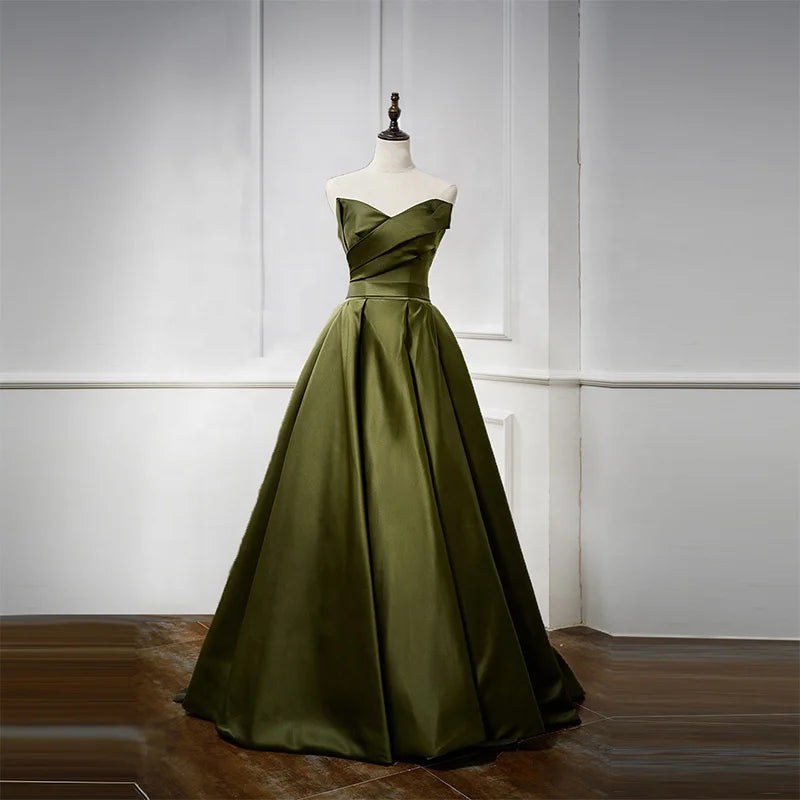 Jancember RL116 Green Sweetheart A-line Satin Sleeveless Pleat Wedding Dresses