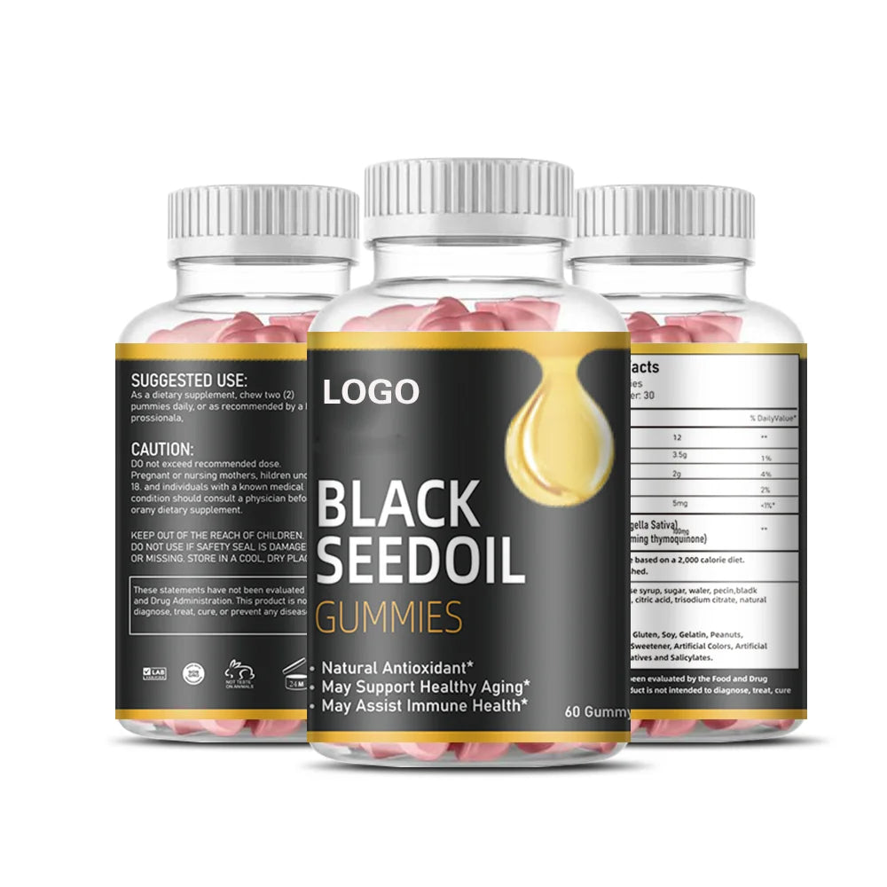 OEM/ODM Hot Sell Super Antioxidant Black Seed Oil Gummies Hair Nail Skin Growth with Vitamin Gummies