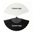 Good Quality 23 cm in Length Handheld Bamboo Folding Fan with Painted Design Oriental Cloth Fabric Portable for Dancing
