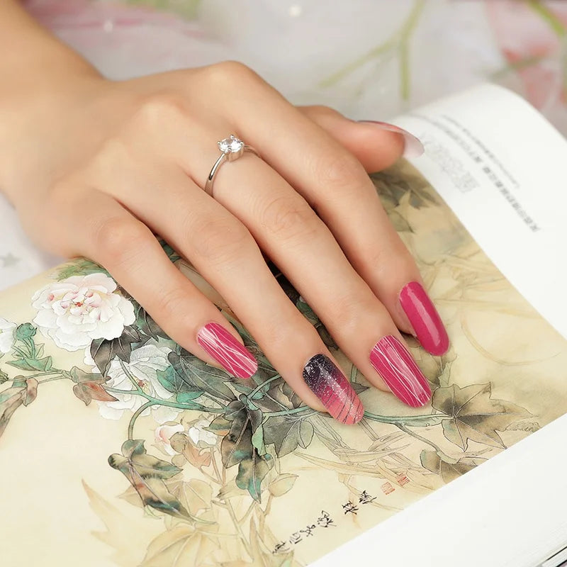 Fashion Cheap Waterproof Korean Nail Stickers Manicure Decoration Beauty 100% Polish Custom logo ZB Series Nail Wrap Stickers