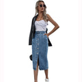 2023 New Summer Women's European and American Fashion All-match High Waist Single-breasted Denim Skirt