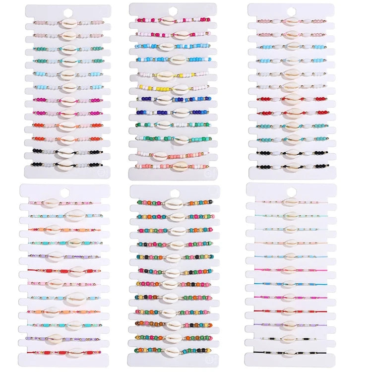 ZQ-03 Wholesale Hawaii Hand Jewelry Woven Macrame Handmade Adjustable Polymer Clay Seed Beads Braided Shell Bracelet Women