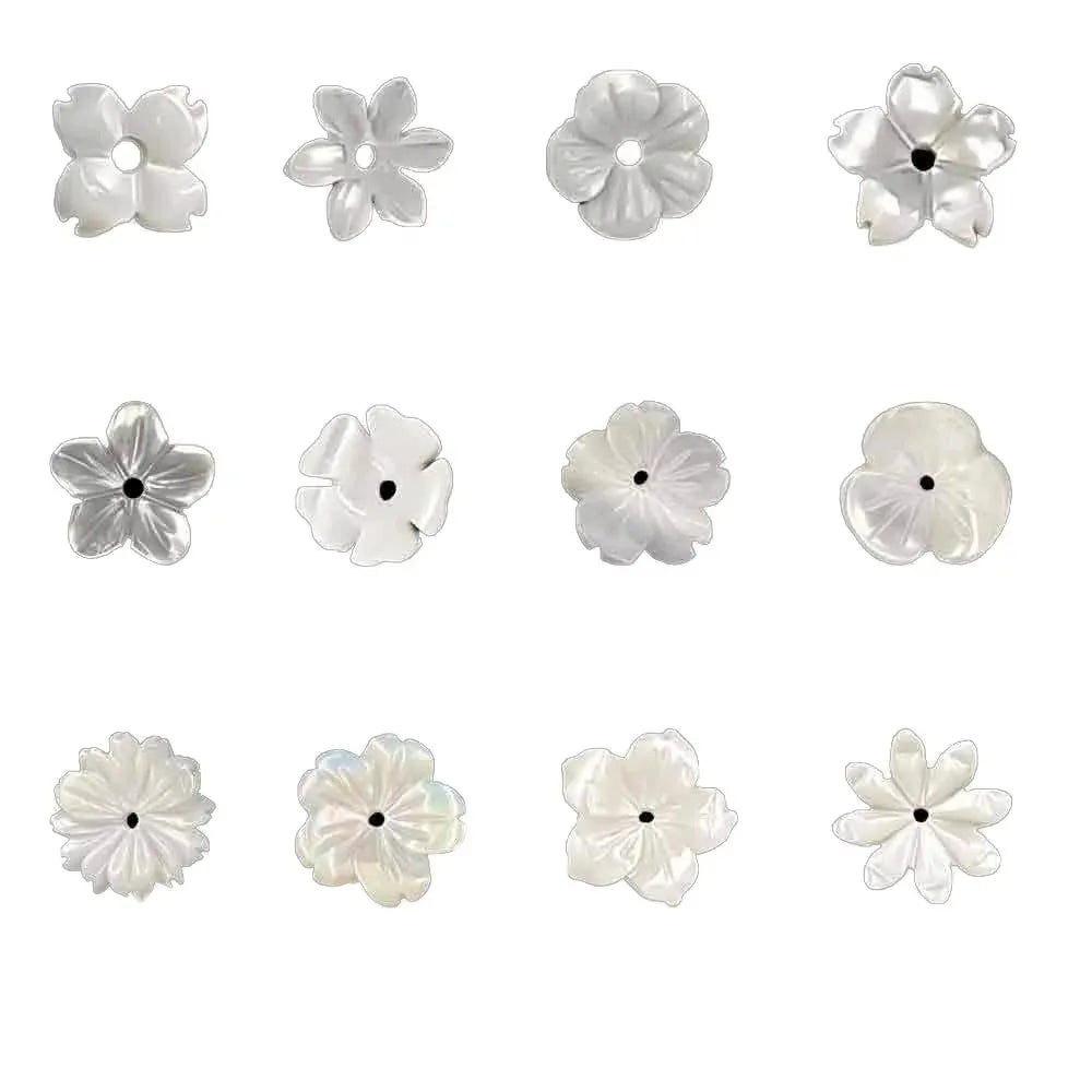 New Design 8mm Flower Shape Mother of Pearl Shell Beads  Hand Craved Earring Diy Beads of Mother Pearl Shell