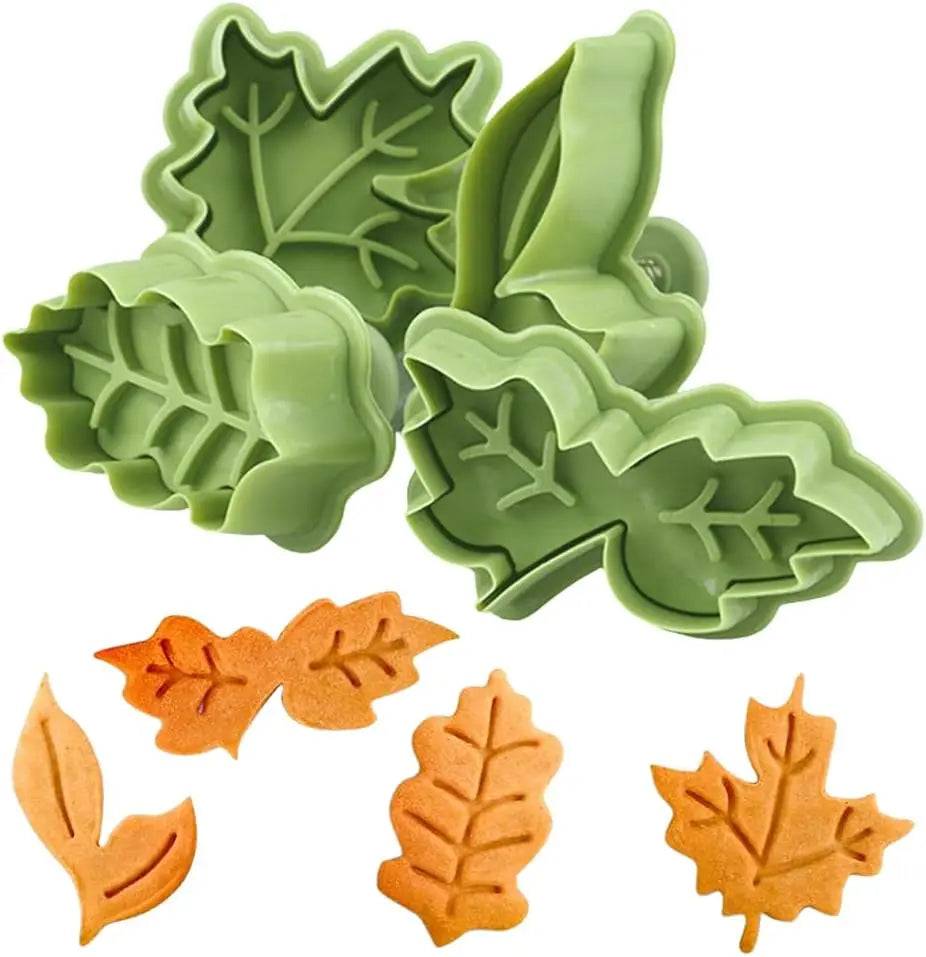 Thanksgiving Plungers Fondant Cutters Christmas Holly Leaves Maple Leaves Shapes Cookie Cutters Cake Decorations Mould Set