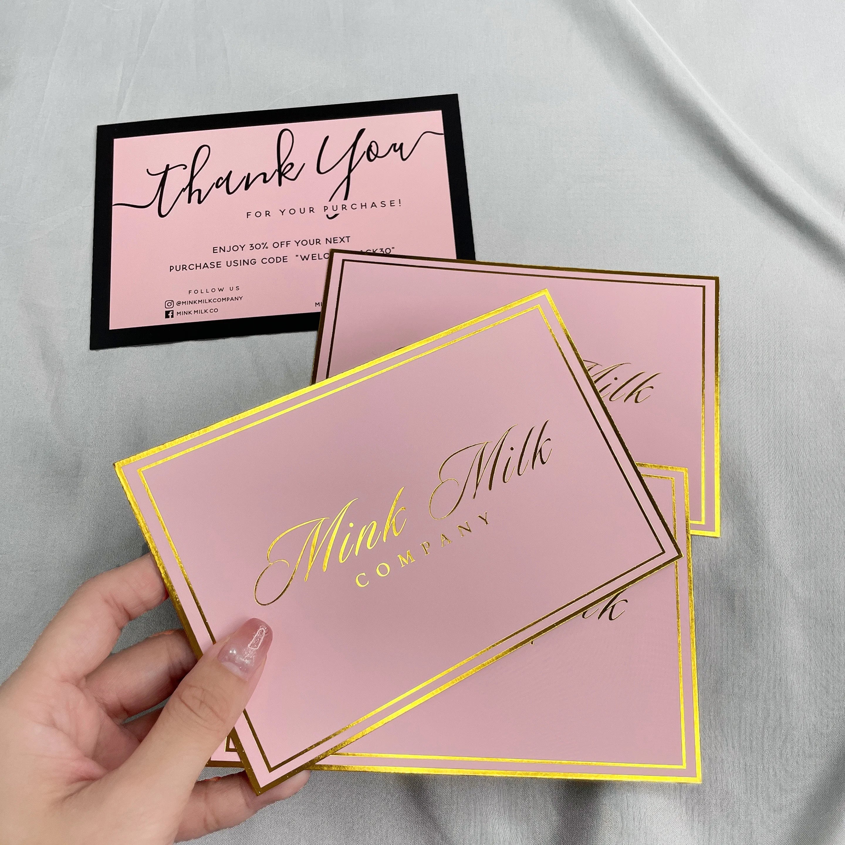 Luxury Custom logo Gold Foil Stamping Business Card Jewelry Display Cards Coupon Postcard Clothing Thank You Cards for Boutique