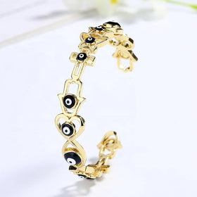 Characteristic Dark Black Eyes Heart Arrow Hollow Shape Strange Creative Design Fine Personalize Jewelry Women Bracelet