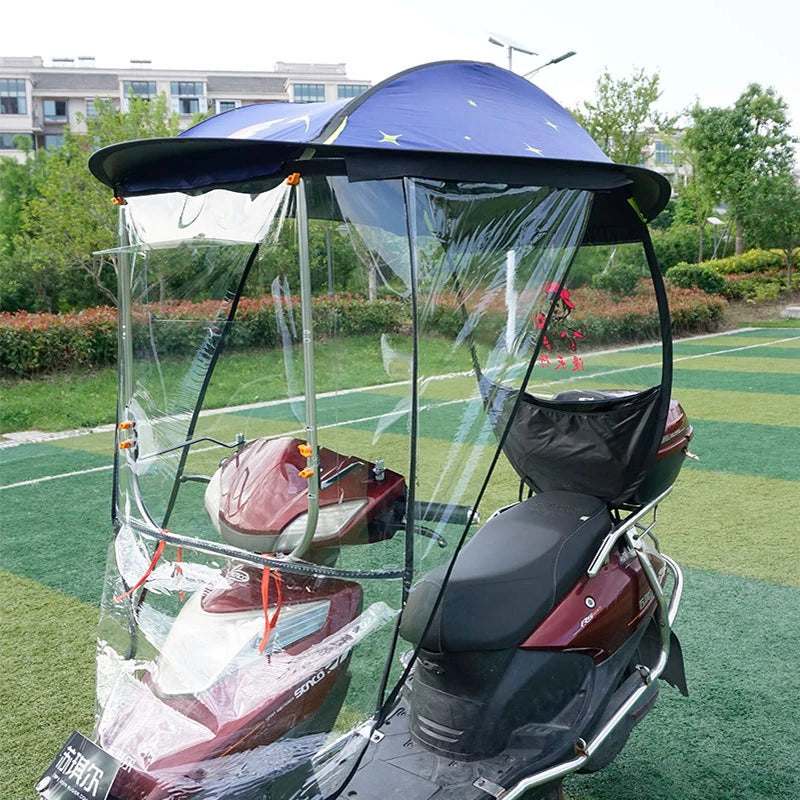 Manual Control Electric Bike Umbrella Outdoor Windproof Sunshade Cover for Motorcycle Electric Scooter Minimalist Rain 190T